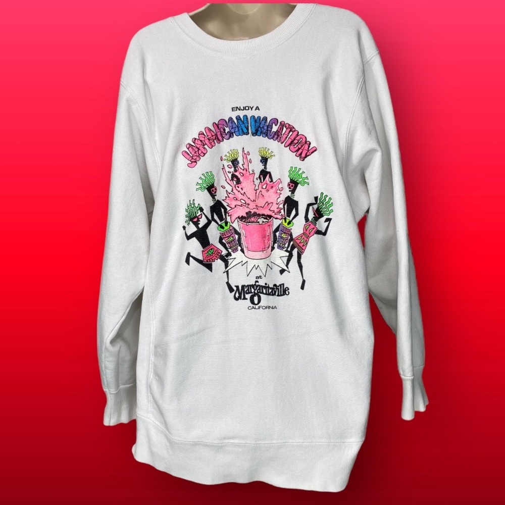 Vintage Hanes Beefy Sweatshirt Womens XL USA Jamaican Vacation Margaritaville CA